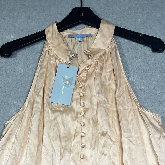Antonio Melani Blouse Chelsea Halter Womens Large Peach Silk Blend Sleeveless - Picture 2 of 11
